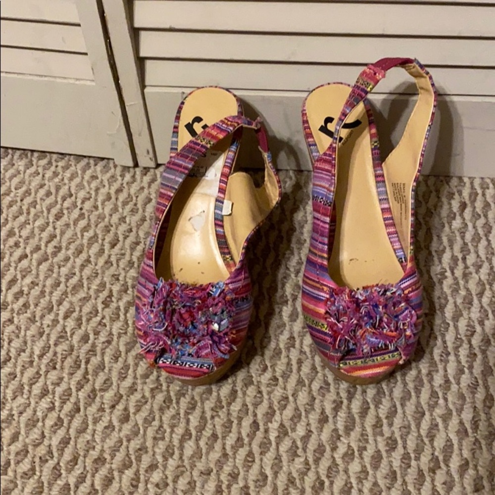 Colorful Wedge Slip On Sandal